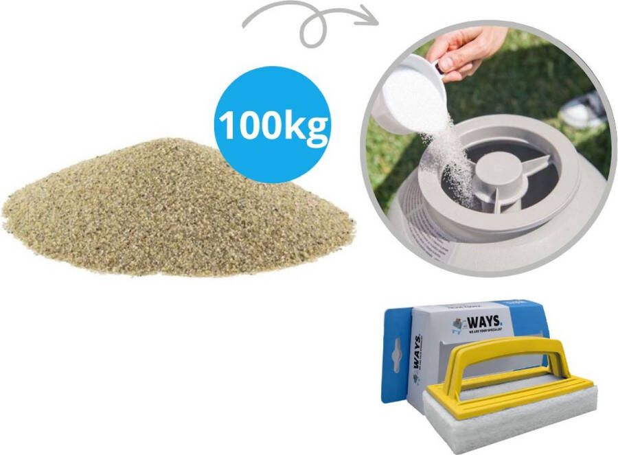 Comfortpool Voordeelverpakking Filterzand Zandfilterpomp Inhoud 100 kg (4 x 25 kilogram) & WAYS scrubborstel