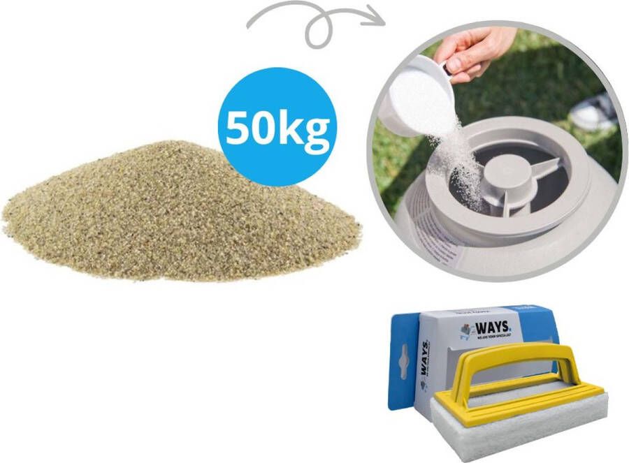 Comfortpool Voordeelverpakking Filterzand Zandfilterpomp Inhoud 50 kg (2 x 25 kilogram) & WAYS scrubborstel