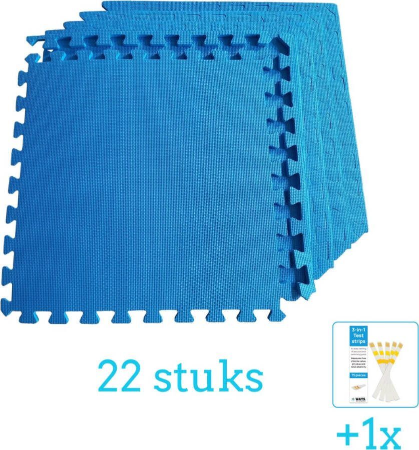 Comfortpool Zwembadtegels 60x60 cm (5 stuks per verpakking) Blauw Isolatie 22 stuks Voordeelverpakking Inclusief WAYS Testrips (1 stuks)