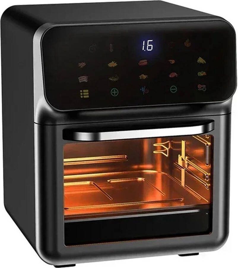 Comnox Airfryer XXL Extra groot 10 Liter Hetelucht friteuse 80 tot 230 graden 18 menus 1350 watt Zwart Zilver