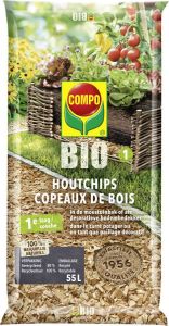 Compo Bio Houtsnippers 100% natuurlijk onderlaag in moestuinbakken decoratieve bodembedekker zak 55L