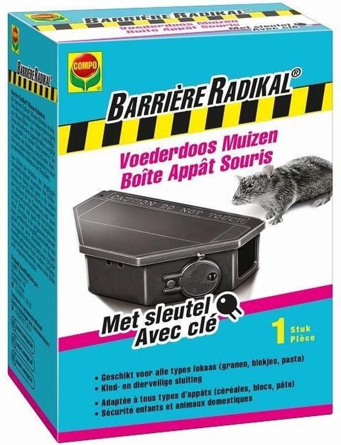 Compo Barrière Radikal Voederdoos Muizen geschikt voor alle types lokaas kind- en diervriendelijke sluiting 1 stuk