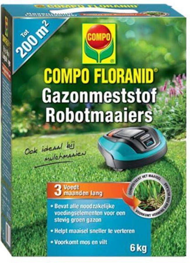 Compo Gazonmeststof Robotmaaiers 3 maanden lange werking ook ideaal bij mulchmaaien voorkomt vorming van mos doos 6 kg (200 m²)