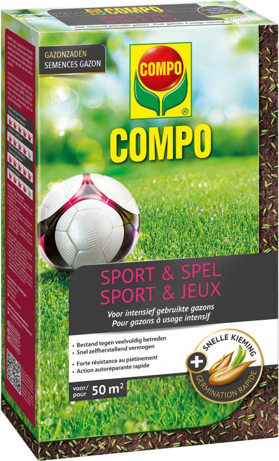 Compo Gazonzaad Sport & Spel voor intensief gebruikte gazons bestand tegen veelvuldig betreden doos 200 g (10 m²)