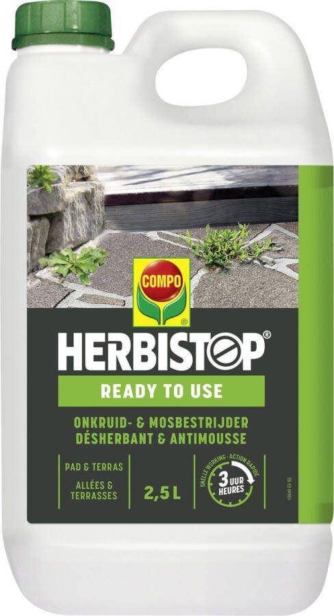 Compo Herbistop Ready Pad & Terras gebruiksklare onkruid- en mosbestrijder snelle werking bidon 2 5 L (25 m²)