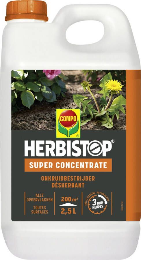 Compo Herbistop Super Alle Oppervlakken geconcentreerde onkruid- en mosbestrijder snelle werking bidon 2 5 L (200 m²)