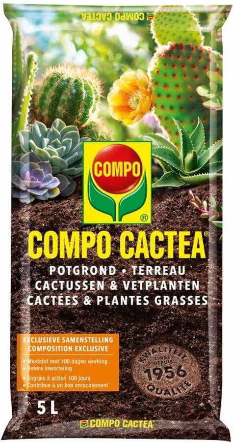 Compo SANA Potgrond Cactussen & Vetplanten incl. meststof met 100 dagen lange werking voor een goede inworteling zak 5L