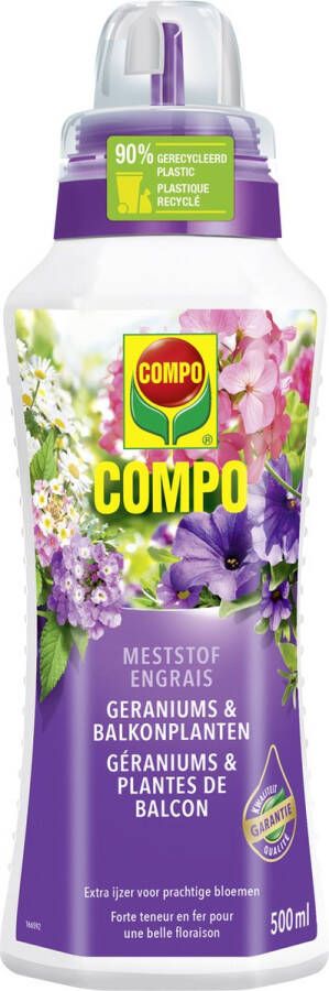 Compo Vloeibare Meststof Geraniums & Balkonplanten voor een prachtige rijke bloei fles 500 ml