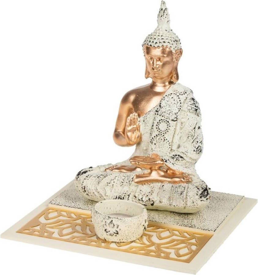 Concord Boeddha beeld met waxinelichthouder 19 cm Boeddha beeldjes voor binnen gebruik