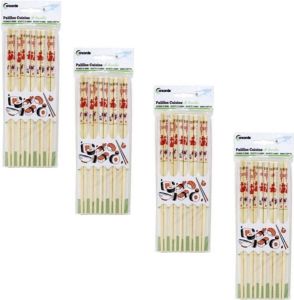 Concord e Sushi eetstokjes 20x setjes bamboe hout kleurrijke print 24 cm