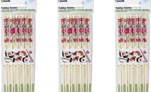 Concord e Sushi eetstokjes 40x setjes bamboe hout roze bloemen print 24 cm