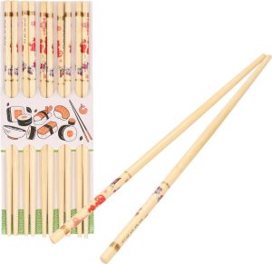 Concord e Sushi eetstokjes 5x setjes bamboe hout kleurrijke print 24 cm