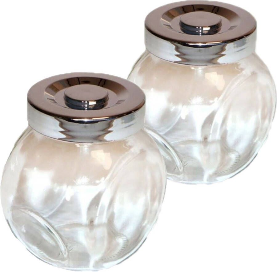 Concorde Kruidenpotjes 2 stuks van glas met deksel 150ml 6 x 8 x 8 cm Voorraadpot