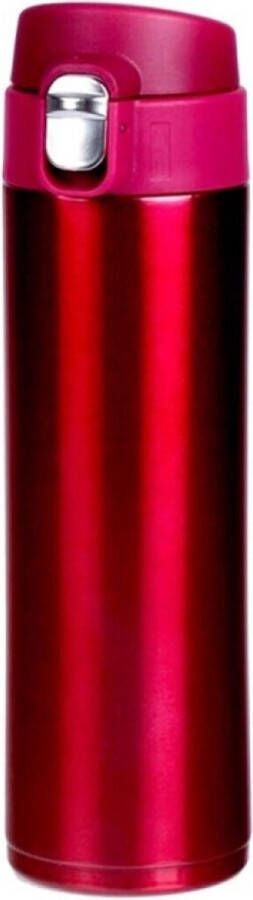 Shoppartners RVS thermosfles isoleerfles voor onderweg 450 ml fuchsia roze Thermosflessen