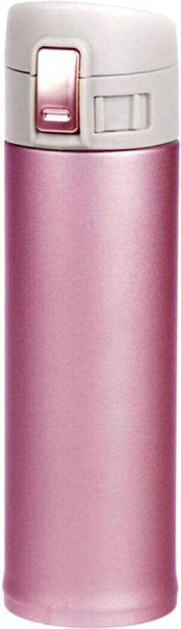 Shoppartners RVS thermofles isoleerfles voor onderweg lichtroze 450 ml Thermosflessen