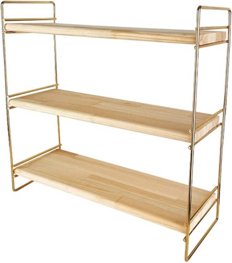 Concorde keukenrek opbergrek aanrecht organizerA goud 40 x 16 x 40 cm hout Keukenkastorganizer