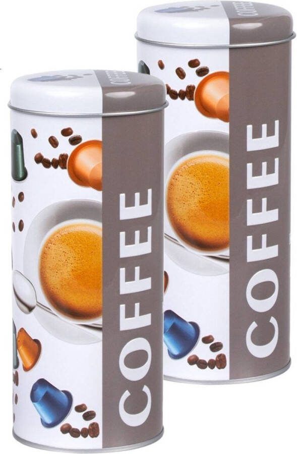 Concorde Koffie cups voorraadbus bewaarblik 2x metaal 18 x 8 cm 1 2L