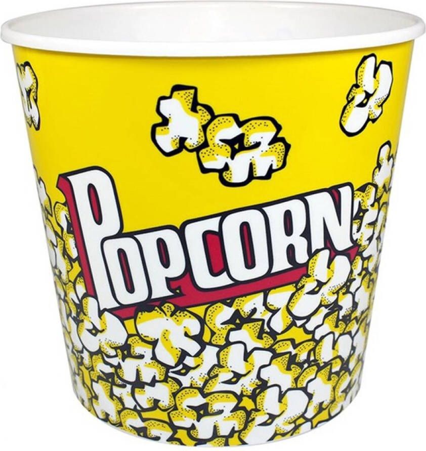 Concord e Popcorn bak geel wit kunststof D21 cm 4.7 liter herbruikbaar Snack en tapasschalen