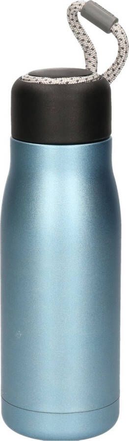 Shoppartners RVS thermosfles isoleerfles voor onderweg 420 ml blauw Thermosflessen