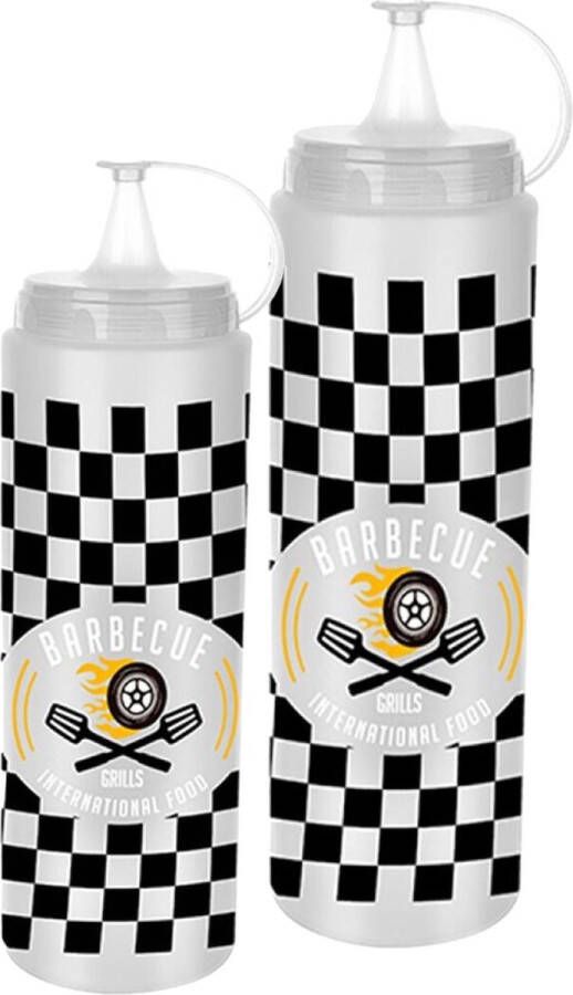 Concorde Saus doseerfles knijpfles Barbecue set van 4 American Diner 400 ml 700ml kunststof