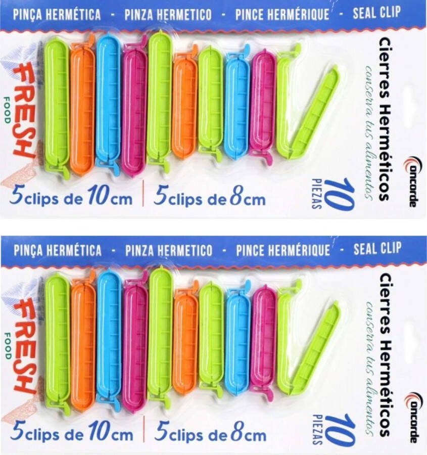 Concorde Vershoudclips 20x felle kleurenmix kunststof 10 cm voedsel vershoudklemmen
