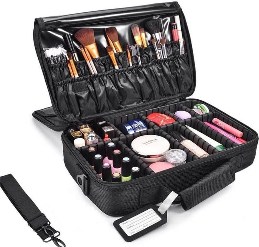 Confibel Cosmetica Koffer Make-up Koffer met verstelbare vakken Visagie en Nagelstyliste Beauty Koffer 40x30x14CM