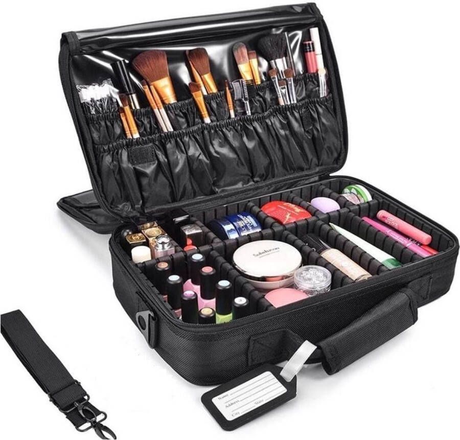 Confibel Cosmetica Koffer Make-up Koffer met verstelbare vakken Visagie en Nagelstyliste Beauty Koffer 26x23x9CM Roze