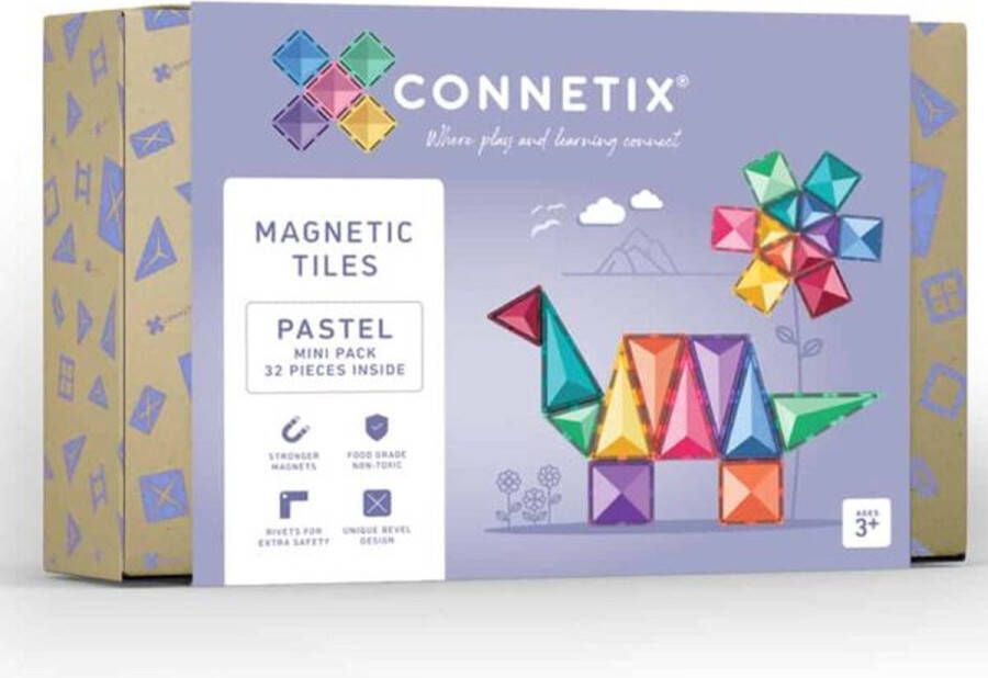 Connetix Tiles Connetix Pastel Mini 32 stuks magnetisch constructiespeelgoed