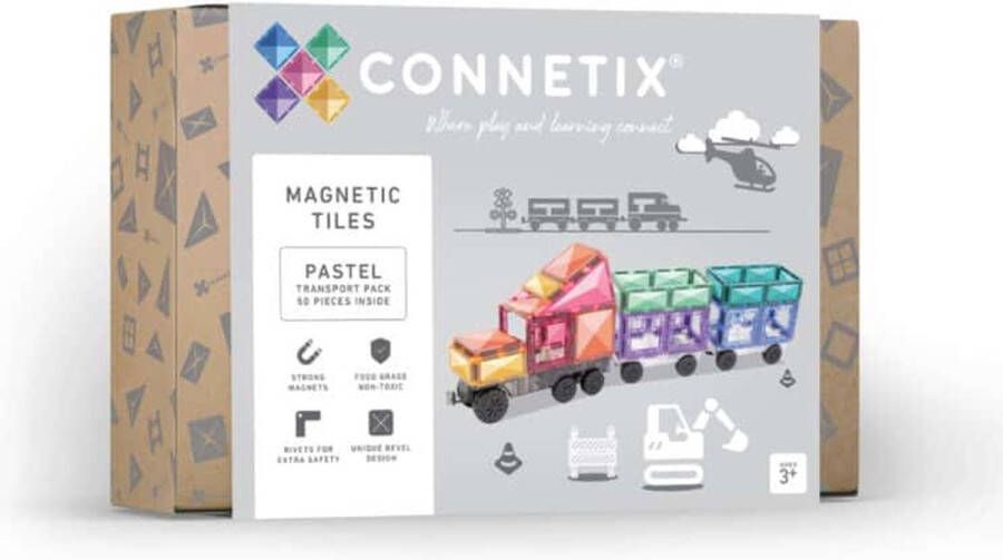 Connetix Magnetisch Tegels Pastel Transportverpakking 50 Stuks