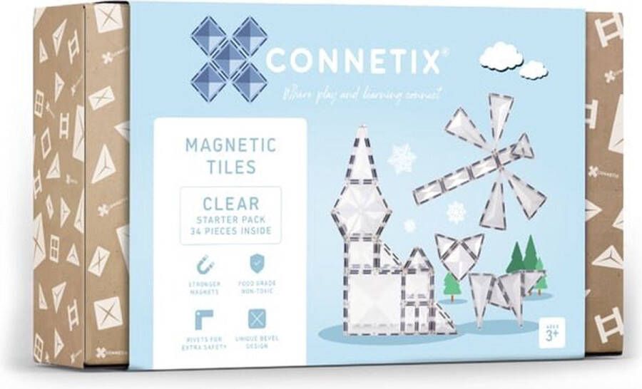 Connetix Tiles Connetix Starter Clear Pack 34 stuks magnetisch constructiespeelgoed