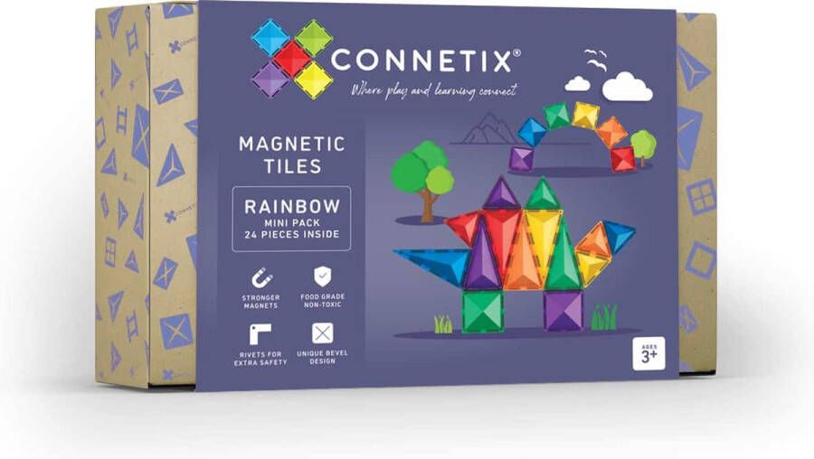 Connetix Tiles Connetix Rainbow Mini 24 stuks magnetisch constructiespeelgoed