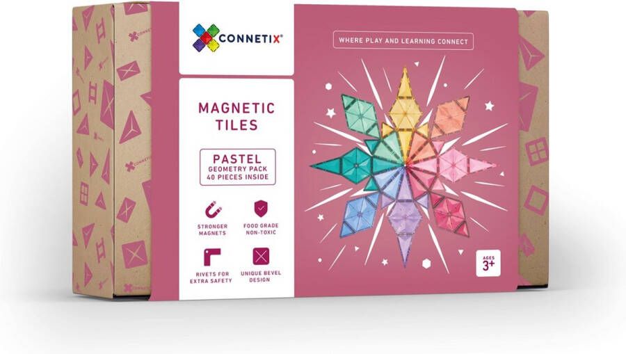Connetix Tiles Connetix 40delig Pastel Geometry Pack magnetisch constructiespeelgoed