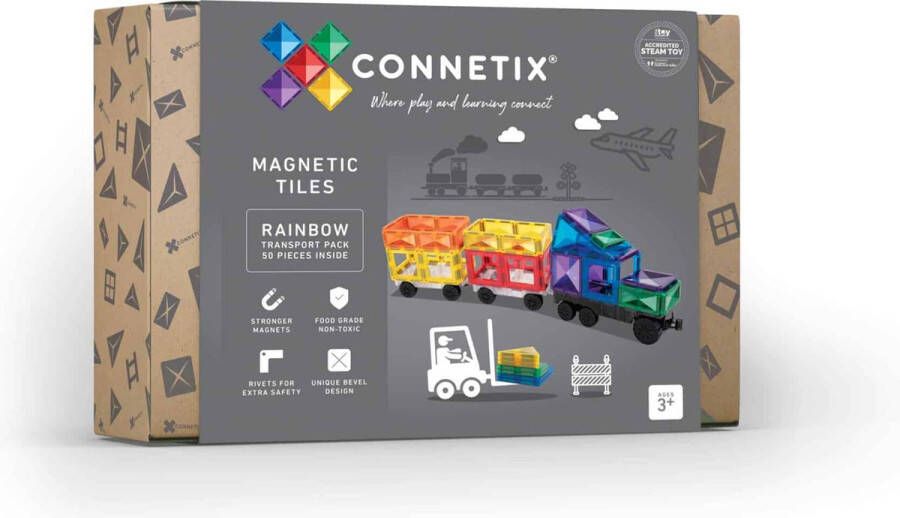 Connetix Tiles Connetix Rainbow Transport 50 stuks magnetisch constructiespeelgoed