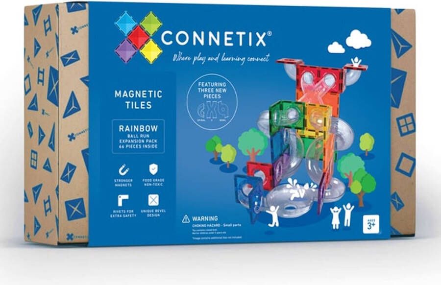 Connetix Tiles Connetix Ball Run Pack knikkerbaan Uitbreiding 66 stuks magnetisch constructiespeelgoed