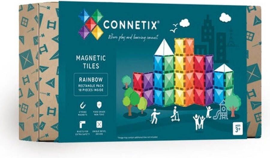 Connetix Tiles Connetix Rainbow Rectangle Rechthoeken set 18 stuks