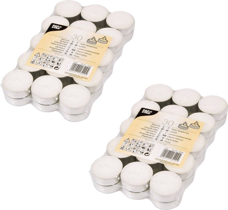 Conpax Candles 60x stuks Waxinelichtjes theelichten 4 branduren Waxinelichtjes