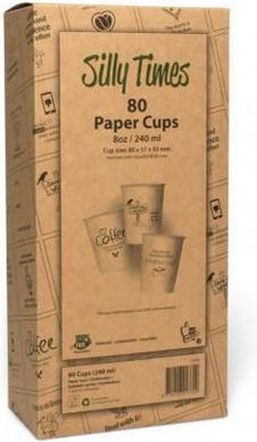 CONPAX Silly Times Fairtrade Koffiebekers In Displaydoos Karton 240 ml Bruin (doos 6 x 80 stuks)