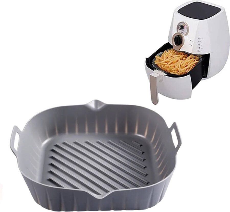 Consumerce Premium Vierkante Siliconen Bakplaat voor AirFryer Grijs (20cm) – AirFryer Accesoires – AirFryer Bakjes Siliconen – AirFryer Siliconen Bakje – AirFryer Bakpapier Siliconen – AirFryer Bakpapier – AirFryer Bakje AirFryer Bakvorm