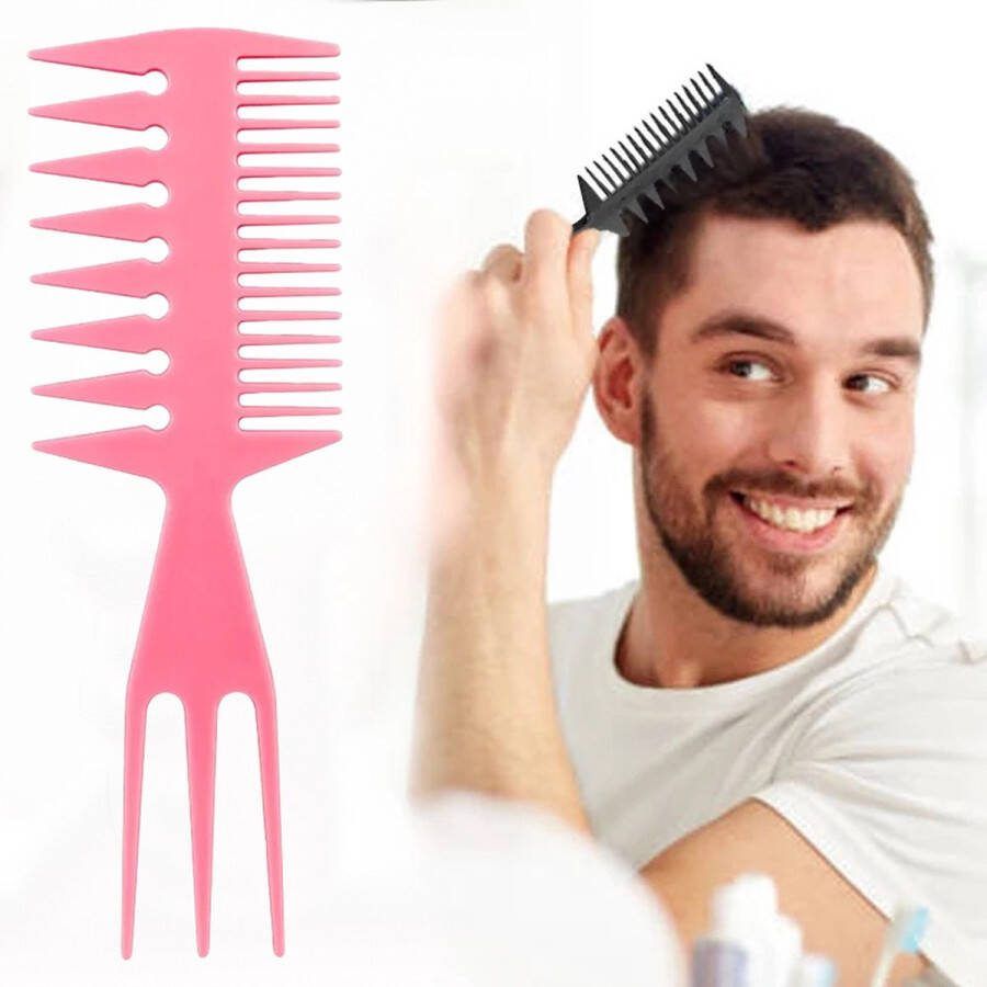 Consumerce Professionele 3 Way Styling Kam – Roze – Detailing Kapperskam – Knipkam – Knip Comb – Knippen Accessoire – Kapper Tool – Heren en Dames – Haar Haarkam