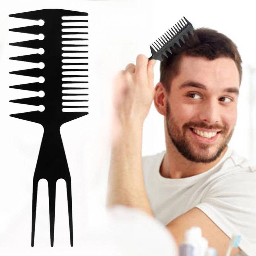 Consumerce Professionele 3 Way Styling Kam – Zwart – Detailing Kapperskam – Knipkam – Knip Comb – Knippen Accessoire – Kapper Tool – Heren en Dames – Haar Haarkam