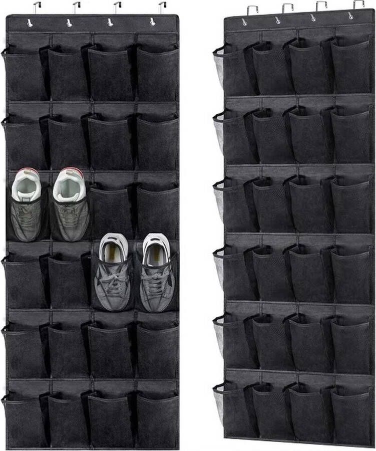 Consumerce Schoenenzak Hangend 24 Vakken Zwart – Schoenenrek – Schoenenbank – Schoenen – Rek – Deur – Wand – Muur – Deurhanger – Schoenrek – Schoenkast – Schoenenkast – Sneaker Box Kast – Schoen Organizer Opbergsysteem – Schoenenbox