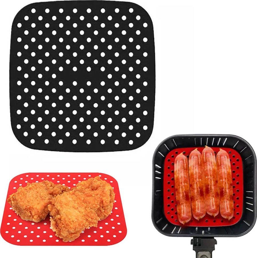 Consumerce Siliconen Airfryer Bakmat – Vierkant 8.5 Inch – Zwart – Airfryers – Heteluchtfriteuse – Bakpapier Accessoires – Air Fryer Bakje XL XXL – Heteluchtoven – Hetelucht Oven Bakjes – Friteuse Mandje – Papier