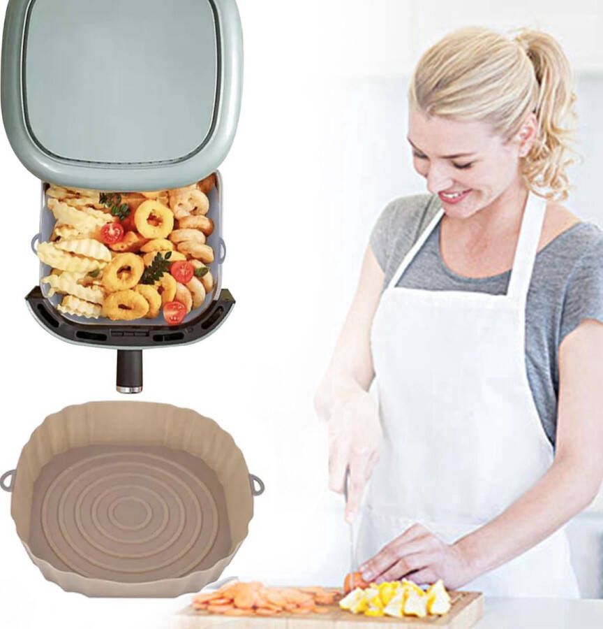 Consumerce Siliconen AirFryer Mandje Bruin Medium (20cm) – AirFryer Accesoires – AirFryer Bakjes Siliconen – AirFryer Siliconen Bakje – AirFryer Bakpapier Siliconen – AirFryer Bakpapier XL – AirFryer Bakje – AirFryer Bakvorm – Heteluchtfriteuse