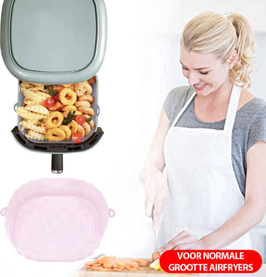 Consumerce Siliconen AirFryer Mandje Roze Medium – AirFryer Accesoires – AirFryer Bakjes Siliconen – AirFryer Siliconen Bakje – AirFryer Bakpapier Siliconen – AirFryer Bakpapier XL – AirFryer Bakje – AirFryer Bakvorm Siliconen – Heteluchtfriteuse