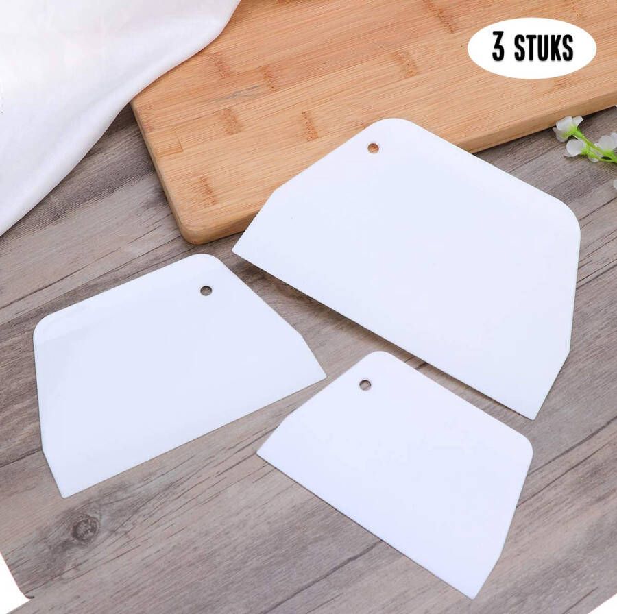 COOCK Deegstekers Kunststof Deegschrapers Deegsnijders Deegkrabbers Icing Cake (Set 3 Stuks)