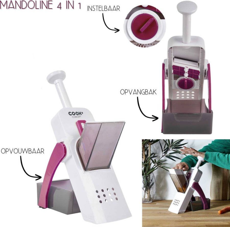 Cook Concept Mandoline Groentesnijder Keukensnijder Mandoline Snijmachine Handmatig Schijfjes Blokjes Reepjes Julliene -Mandoline Groente Keukenhulp Keuken