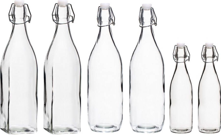 Cookinglife Beugelflessen Set Transparant 500 ml & 1 liter 6 stuks