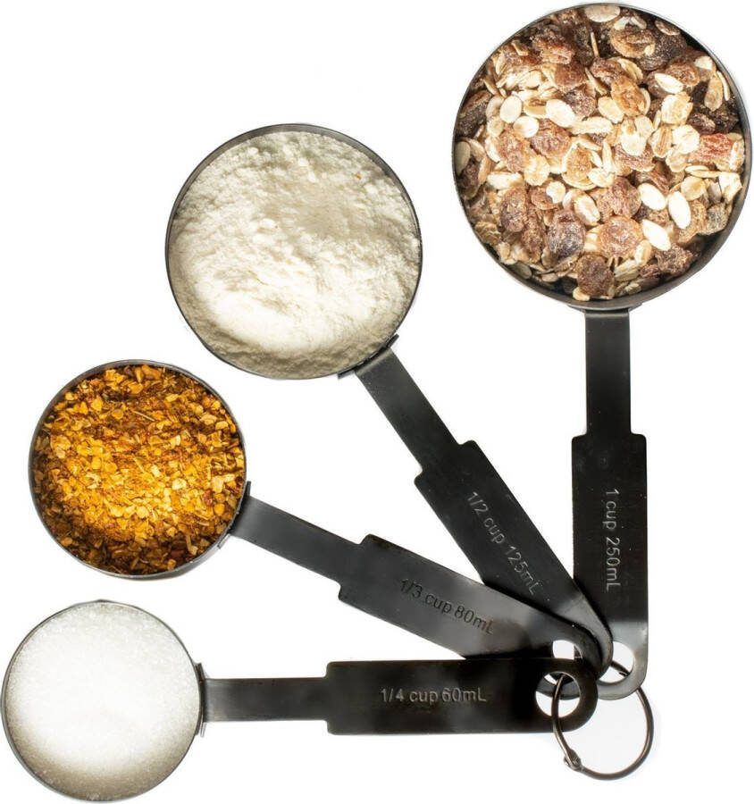 Cookinglife Sareva Maatschepjes Zwart 4-delig