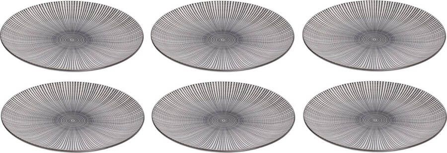 Cookinglife Tavola Dinerborden Taipei Ø27cm Zwart Wit Aardewerk 6 stuks Servies