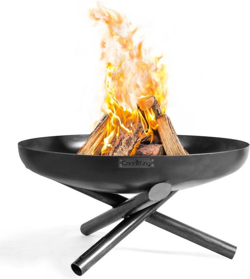 CooKking Vuurschaal Indiana-70 cm Verkrijgbaar in Ø60 Ø70 Ø80 én Ø100 cm! Staal Zwart- Vuurkorf Vuurschaal BBQ Vuurschaal voor buiten Terraskachel Tuinkachel
